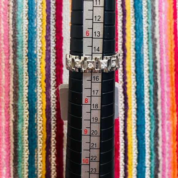 Moissanite And Sterling Silver Presidential or Watchband Style Band Ring | Sz 7 - Picture 9 of 10